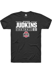 Quinshon Judkins  Ohio State Buckeyes Black Rally NIL Stacked Box Short Sleeve T Shirt