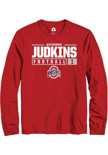 Quinshon Judkins  Ohio State Buckeyes Red Rally NIL Stacked Box Long Sleeve T Shirt