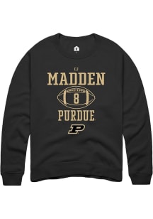 Cj Madden Rally Mens Black Purdue Boilermakers NIL Sport Icon Crew Sweatshirt