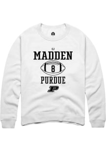 Cj Madden Rally Mens White Purdue Boilermakers NIL Sport Icon Crew Sweatshirt