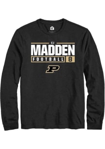 Cj Madden Rally Mens Black Purdue Boilermakers NIL Stacked Box Tee