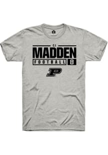 Cj Madden Ash Purdue Boilermakers NIL Stacked Box Short Sleeve T Shirt