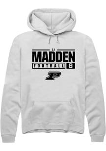 Cj Madden Rally Mens White Purdue Boilermakers NIL Stacked Box Hooded Sweatshirt