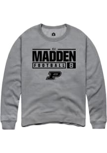 Cj Madden Rally Mens Graphite Purdue Boilermakers NIL Stacked Box Crew Sweatshirt