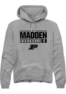 Cj Madden Rally Mens Graphite Purdue Boilermakers NIL Stacked Box Hooded Sweatshirt