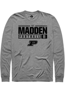 Cj Madden Rally Mens Graphite Purdue Boilermakers NIL Stacked Box Tee