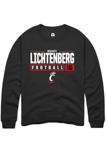 Brady Lichtenberg  Rally Cincinnati Bearcats Mens Black NIL Stacked Box Long Sleeve Crew Sweatsh..