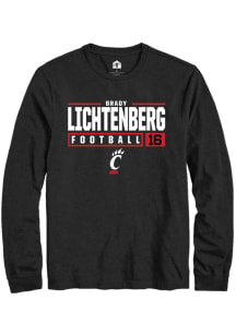 Brady Lichtenberg  Cincinnati Bearcats Black Rally NIL Stacked Box Long Sleeve T Shirt