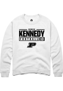 Demeco Kennedy Rally Mens White Purdue Boilermakers NIL Stacked Box Crew Sweatshirt