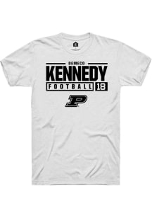 Demeco Kennedy White Purdue Boilermakers NIL Stacked Box Short Sleeve T Shirt