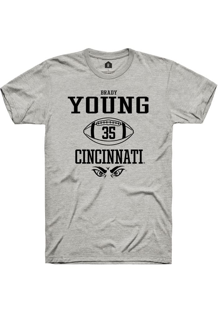 Brady Young  Cincinnati Bearcats Ash Rally NIL Sport Icon Short Sleeve T Shirt