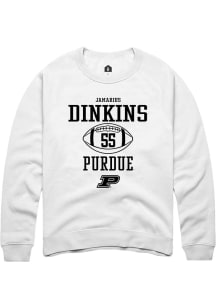 Jamarius Dinkins Rally Mens White Purdue Boilermakers NIL Sport Icon Crew Sweatshirt