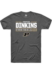 Jamarius Dinkins Dark Grey Purdue Boilermakers NIL Stacked Box Short Sleeve T Shirt