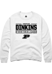 Jamarius Dinkins Rally Mens White Purdue Boilermakers NIL Stacked Box Crew Sweatshirt
