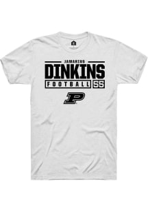 Jamarius Dinkins White Purdue Boilermakers NIL Stacked Box Short Sleeve T Shirt