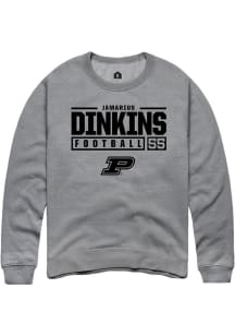 Jamarius Dinkins Rally Mens Graphite Purdue Boilermakers NIL Stacked Box Crew Sweatshirt