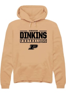 Jamarius Dinkins Rally Mens Gold Purdue Boilermakers NIL Stacked Box Hooded Sweatshirt