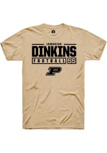 Jamarius Dinkins Gold Purdue Boilermakers NIL Stacked Box Short Sleeve T Shirt