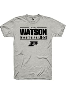 Jesse Watson Ash Purdue Boilermakers NIL Stacked Box Short Sleeve T Shirt