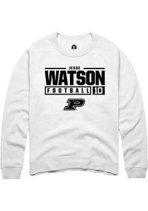 Jesse Watson Rally Mens White Purdue Boilermakers NIL Stacked Box Crew Sweatshirt