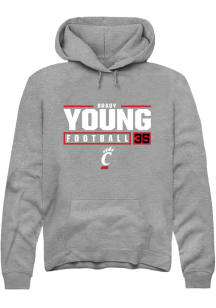 Brady Young  Rally Cincinnati Bearcats Mens Graphite NIL Stacked Box Long Sleeve Hoodie