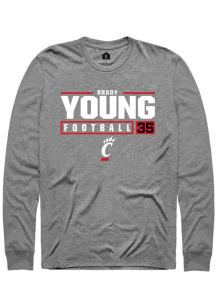 Brady Young  Cincinnati Bearcats Graphite Rally NIL Stacked Box Long Sleeve T Shirt