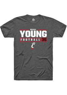 Brady Young  Cincinnati Bearcats Dark Grey Rally NIL Stacked Box Short Sleeve T Shirt