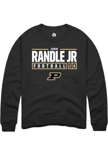 John Randle jr Rally Mens Black Purdue Boilermakers NIL Stacked Box Crew Sweatshirt
