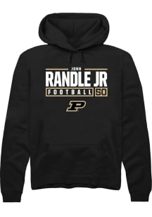 John Randle jr Rally Mens Black Purdue Boilermakers NIL Stacked Box Hooded Sweatshirt