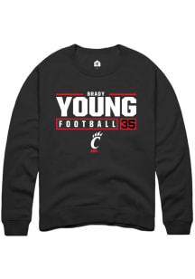 Brady Young  Rally Cincinnati Bearcats Mens Black NIL Stacked Box Long Sleeve Crew Sweatshirt