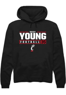 Brady Young  Rally Cincinnati Bearcats Mens Black NIL Stacked Box Long Sleeve Hoodie