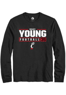 Brady Young  Cincinnati Bearcats Black Rally NIL Stacked Box Long Sleeve T Shirt