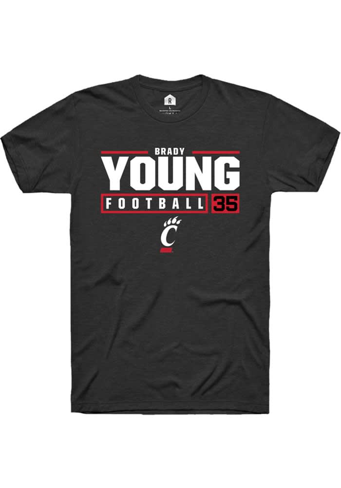 Brady Young Cincinnati Bearcats Rally NIL Stacked Box Short Sleeve T Shirt