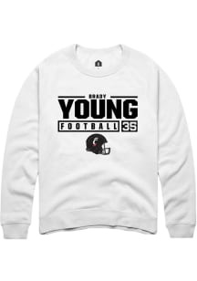 Brady Young  Rally Cincinnati Bearcats Mens White NIL Stacked Box Long Sleeve Crew Sweatshirt