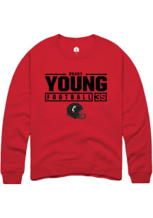 Brady Young  Rally Cincinnati Bearcats Mens Red NIL Stacked Box Long Sleeve Crew Sweatshirt