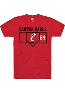 Carter Earls  Cincinnati Bearcats Red Rally NIL Playing Field Short Sleeve T Shirt