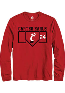 Carter Earls  Cincinnati Bearcats Red Rally NIL Playing Field Long Sleeve T Shirt