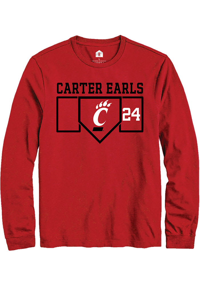 Carter Earls Cincinnati Bearcats Red Rally NIL Playing Field Long Sleeve T Shirt