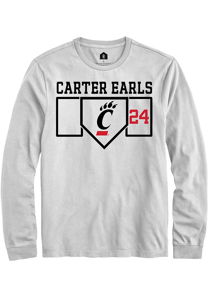 Carter Earls Cincinnati Bearcats White Rally NIL Playing Field Long Sleeve T Shirt