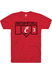 Christian Mitchelle  Cincinnati Bearcats Red Rally NIL Playing Field Short Sleeve T Shirt