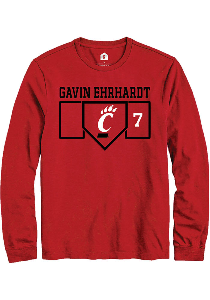 Gavin Ehrhardt Cincinnati Bearcats Red Rally NIL Playing Field Long Sleeve T Shirt
