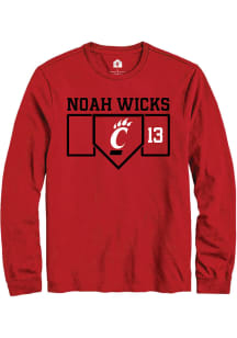 Noah Wicks  Cincinnati Bearcats Red Rally NIL Playing Field Long Sleeve T Shirt