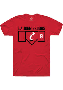 Lauden Brooks Red Cincinnati Bearcats NIL Playing Field Short Sleeve T Shirt