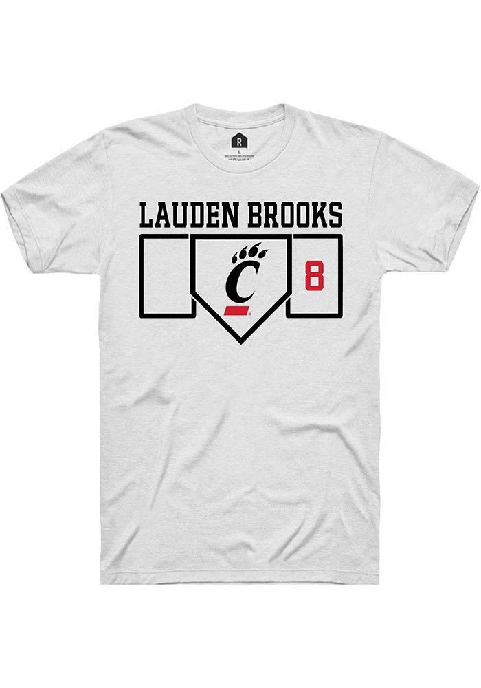 Lauden Brooks Cincinnati Bearcats White Rally NIL Playing Field Short Sleeve T Shirt