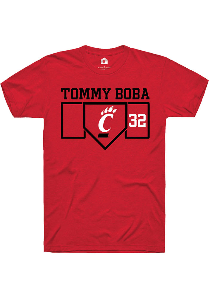 Tommy Boba Cincinnati Bearcats Red Rally NIL Playing Field Short Sleeve T Shirt