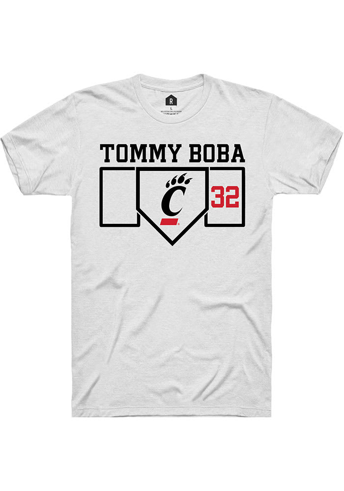 Tommy Boba Cincinnati Bearcats White Rally NIL Playing Field Short Sleeve T Shirt