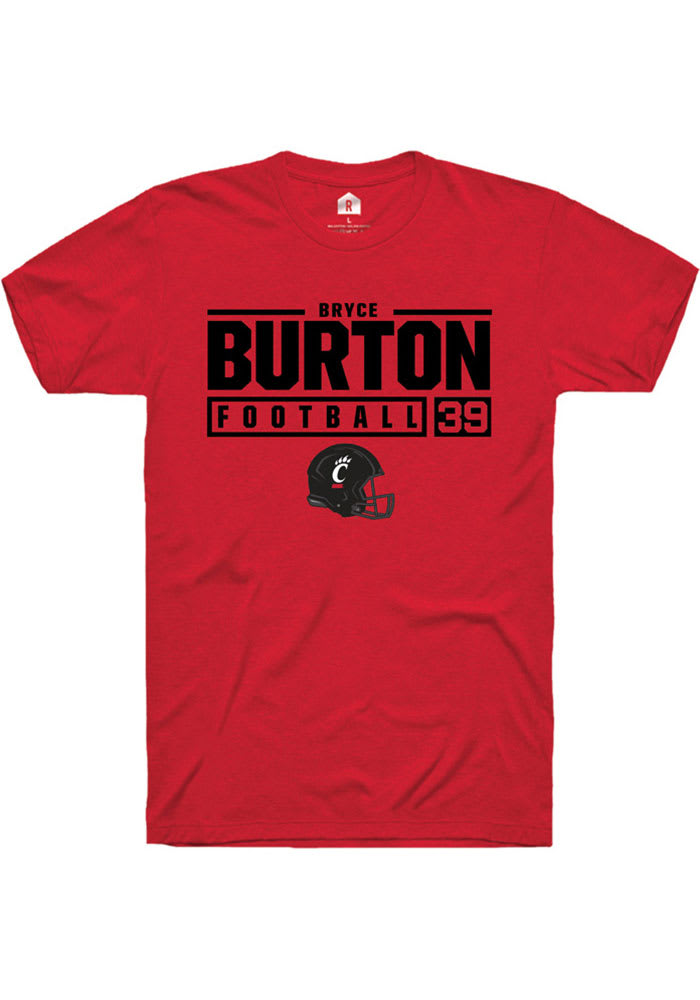 Bryce Burton Cincinnati Bearcats Red Rally NIL Stacked Box Short Sleeve T Shirt