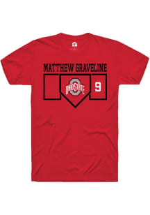 Matthew Graveline  Ohio State Buckeyes Red Rally NIL Playing Field Short Sleeve T Shirt