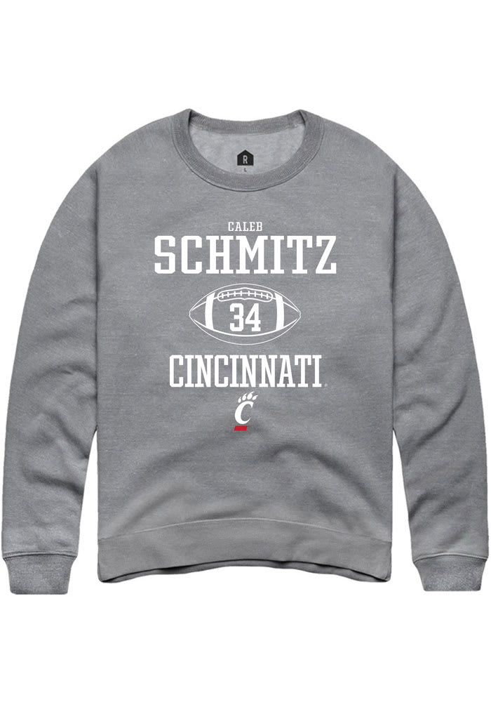 Caleb Schmitz Rally Cincinnati Bearcats Mens Grey NIL Sport Icon Long Sleeve Crew Sweatshirt