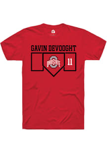Gavin DeVooght  Ohio State Buckeyes Red Rally NIL Playing Field Short Sleeve T Shirt